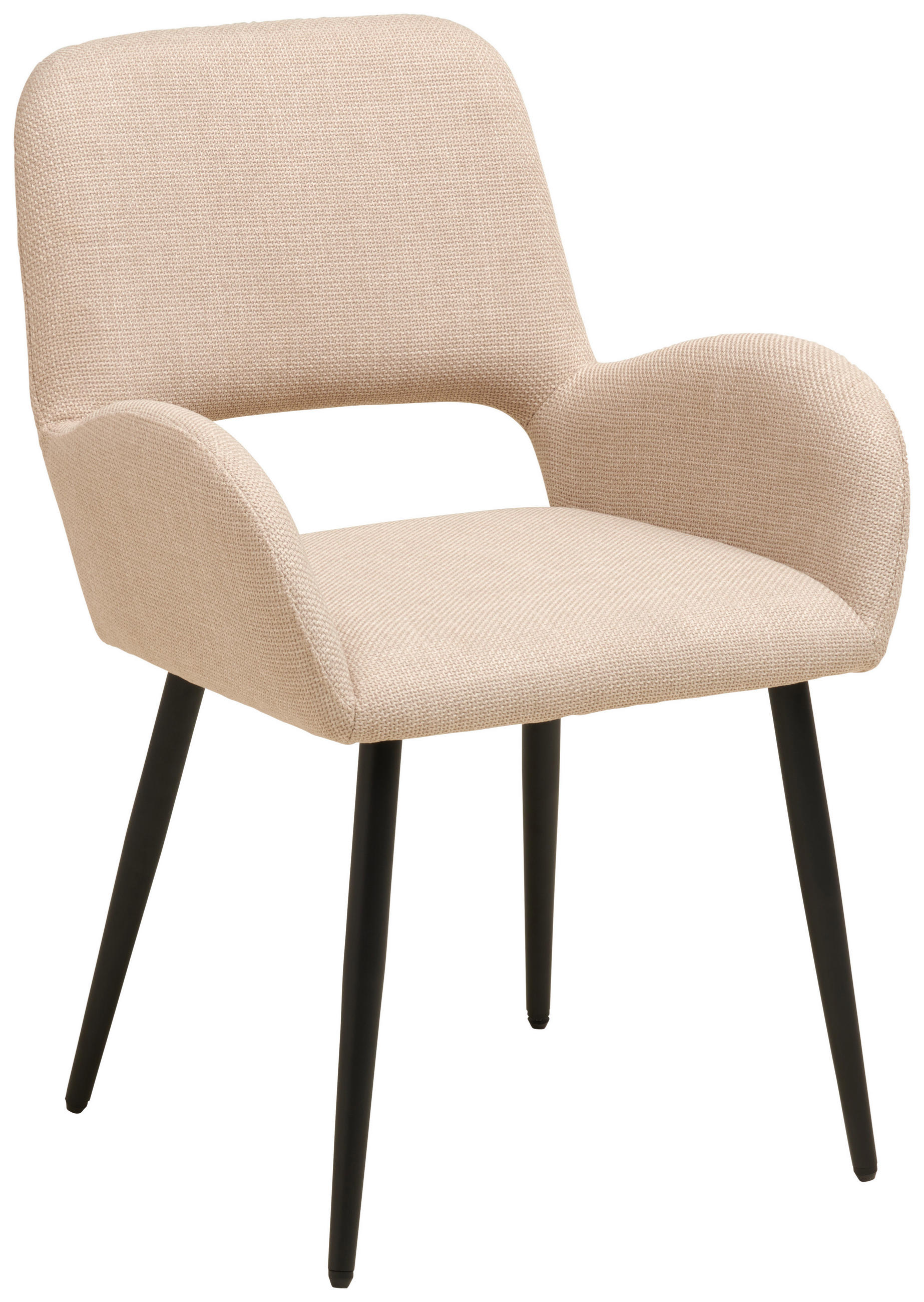 ARMLEHNSTUHL  in Eisen Webstoff  - Beige/Schwarz, LIFESTYLE, Holz/Textil (53/82/63cm) - MID.YOU