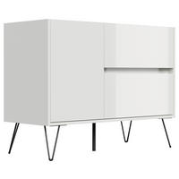 SIDEBOARD Posseik Industrial  in 99/75,8/42 cm  - Weiß Hochglanz/Schwarz, Design, Holzwerkstoff/Metall (99/75,8/42cm) - P & B