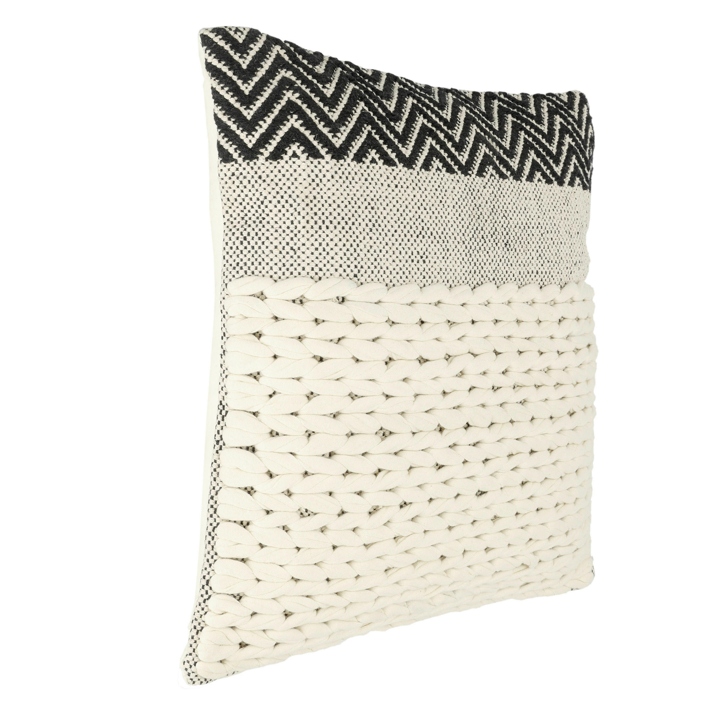 ZIERKISSEN  50/50 cm   - Creme/Schwarz, Basics, Textil (50/50cm) - Eglo