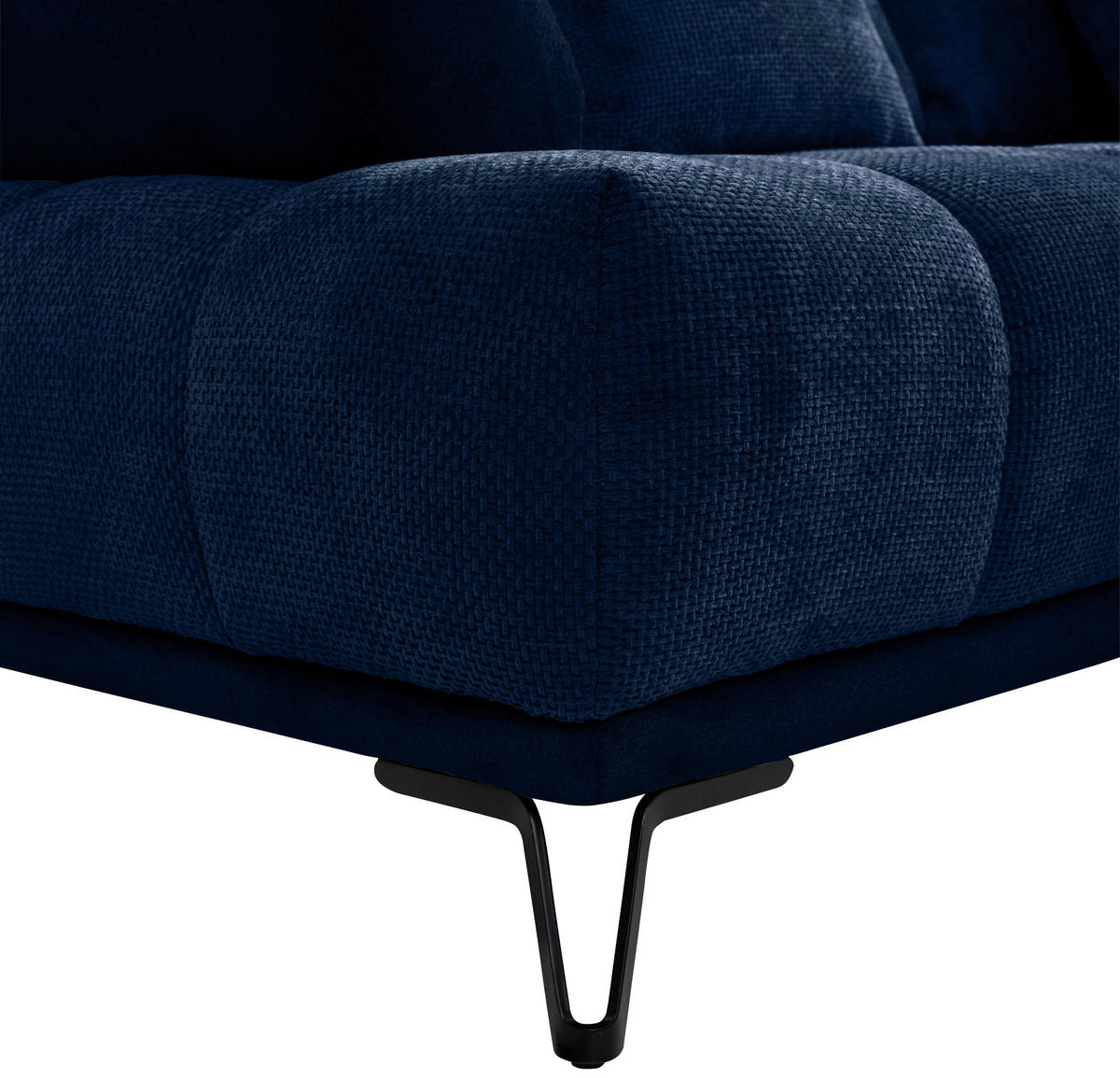 ECKSOFA Dunkelblau Chenille Zierkissen, Rückenkissen, Rücken echt  - Schwarz/Dunkelblau, MODERN, Textil/Metall (262/184cm) - MID.YOU