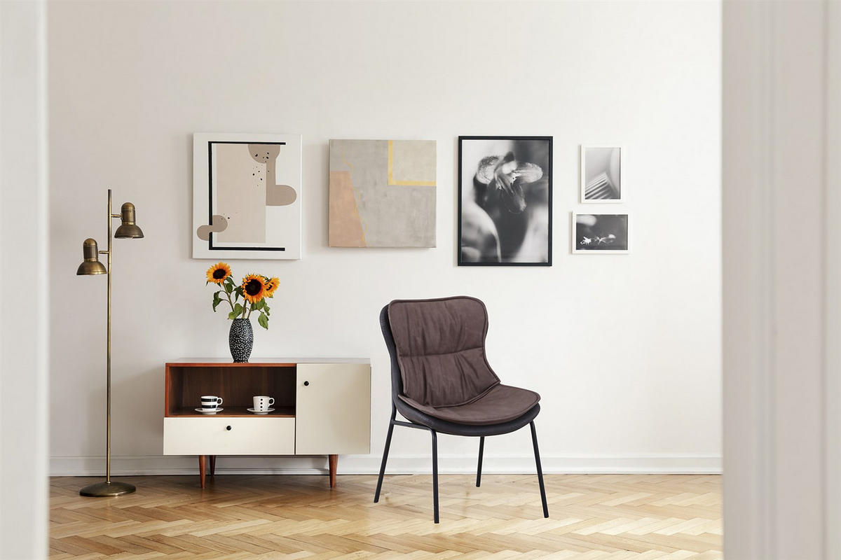STUHL - Hellbraun/Dunkelbraun, Design, Textil/Metall (54/84/64cm) - Kayoom