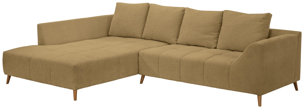 ECKSOFA Honig Flachgewebe  - Buchefarben/Honig, KONVENTIONELL, Holz/Textil (202/306cm) - Carryhome