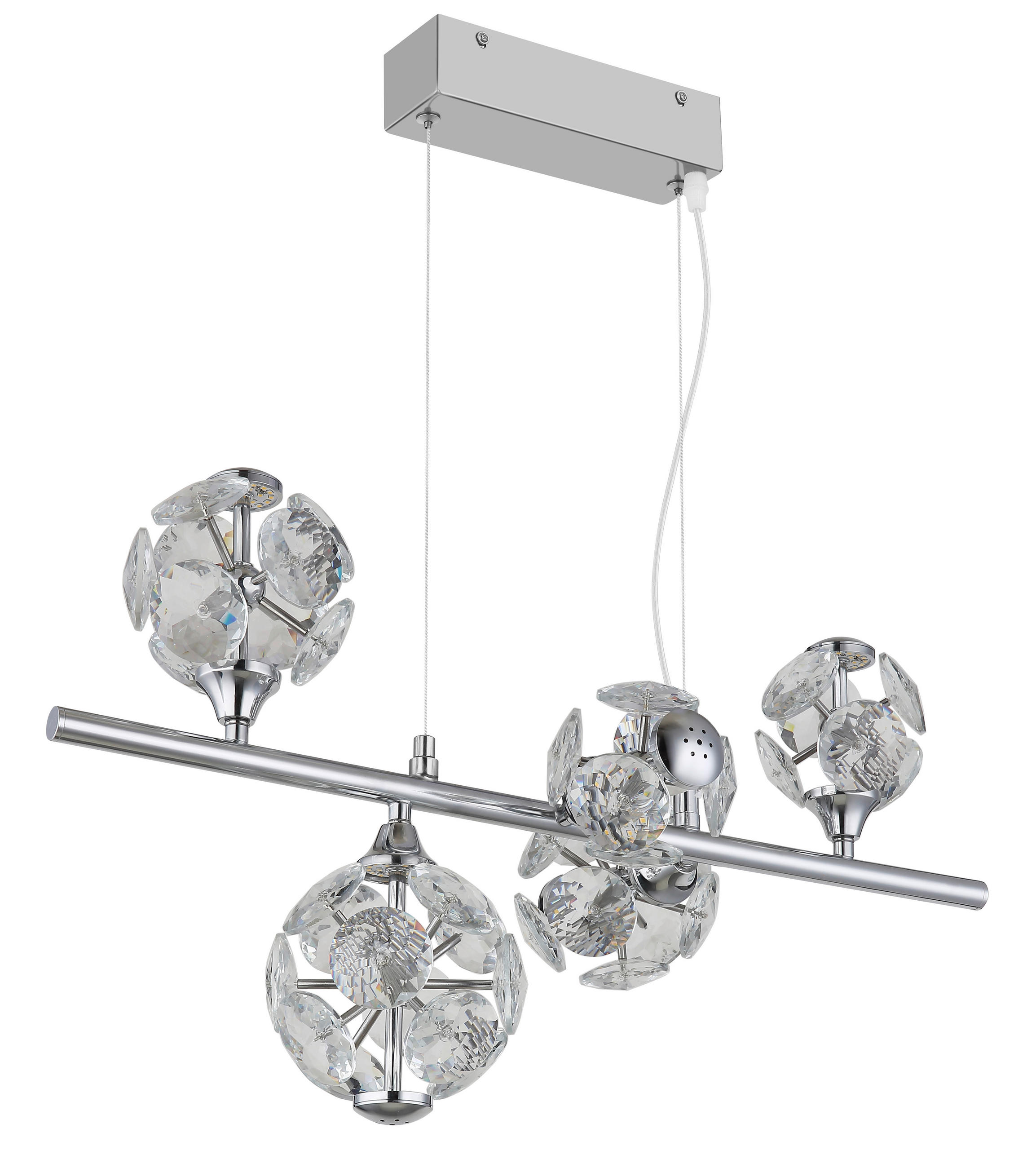LED-HÄNGELEUCHTE 50/30/120 cm  - Klar/Chromfarben, KONVENTIONELL, Glas/Metall (50/30/120cm) - Globo