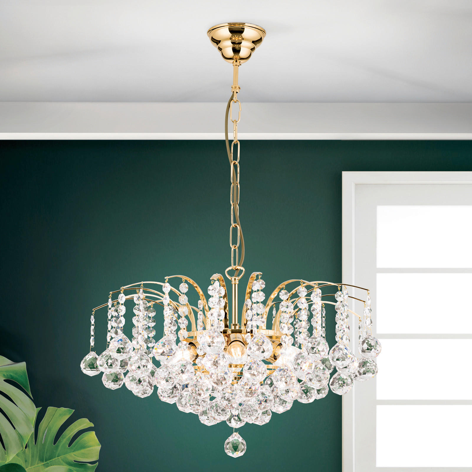 KRISTALL-HÄNGELEUCHTE 52/35 cm   - Goldfarben, LIFESTYLE, Glas/Metall (52/35cm)