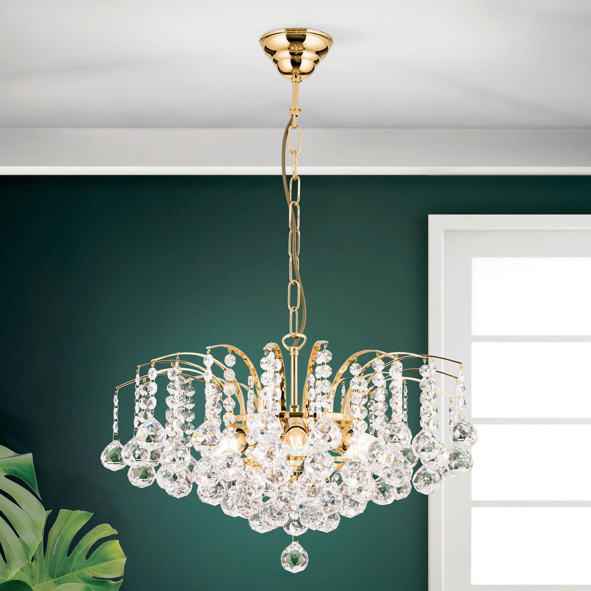 KRISTALL-HÄNGELEUCHTE 52/35 cm   - Goldfarben, LIFESTYLE, Glas/Metall (52/35cm)