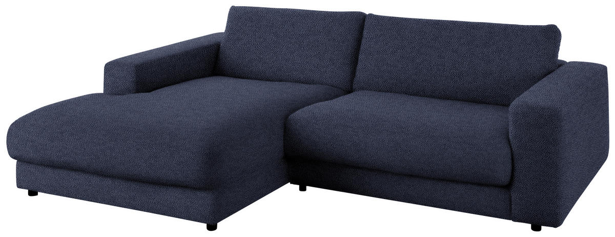 ECKSOFA in Flachgewebe Dunkelblau  - Schwarz/Dunkelblau, Design, Kunststoff/Textil (190/270cm) - Lomoco