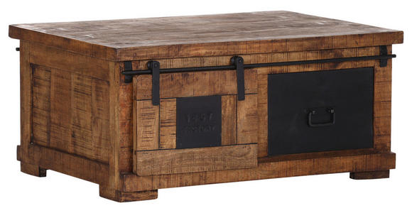 COUCHTISCH Mangoholz massiv 100/70/45 cm rechteckig Naturfarben, Schwarz  - Schwarz/Naturfarben, KONVENTIONELL, Holz/Holzwerkstoff (100/70/45cm) - Landscape