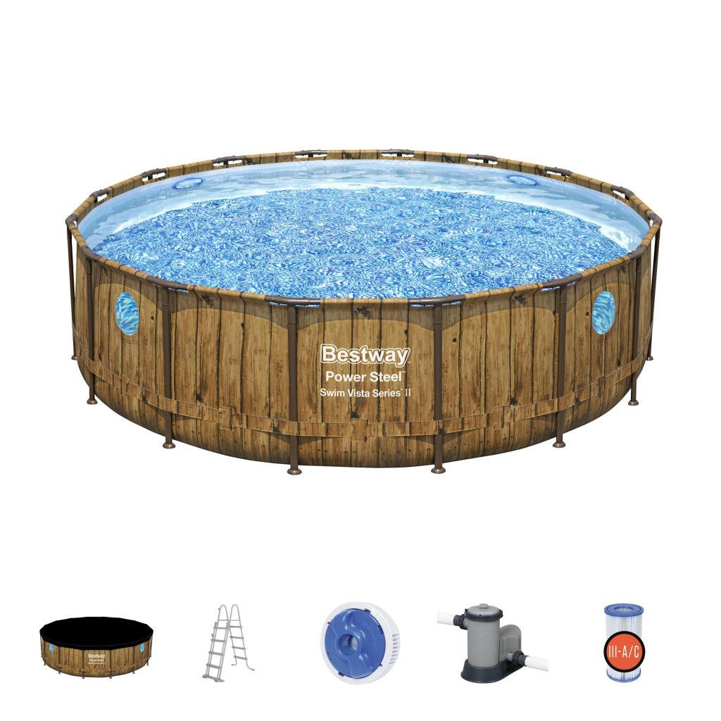 POOLSET 56725GS 488/122 cm  - Blau/Weiß, KONVENTIONELL, Kunststoff/Metall (488/122cm) - Bestway