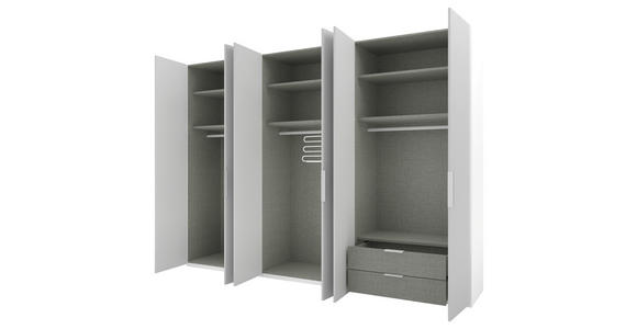 DREHTÜRENSCHRANK 300/223/62 cm 6-türig Grau, Weiß - Alufarben/Weiß, KONVENTIONELL, Holzwerkstoff/Metall (300/223/62cm) - Novel