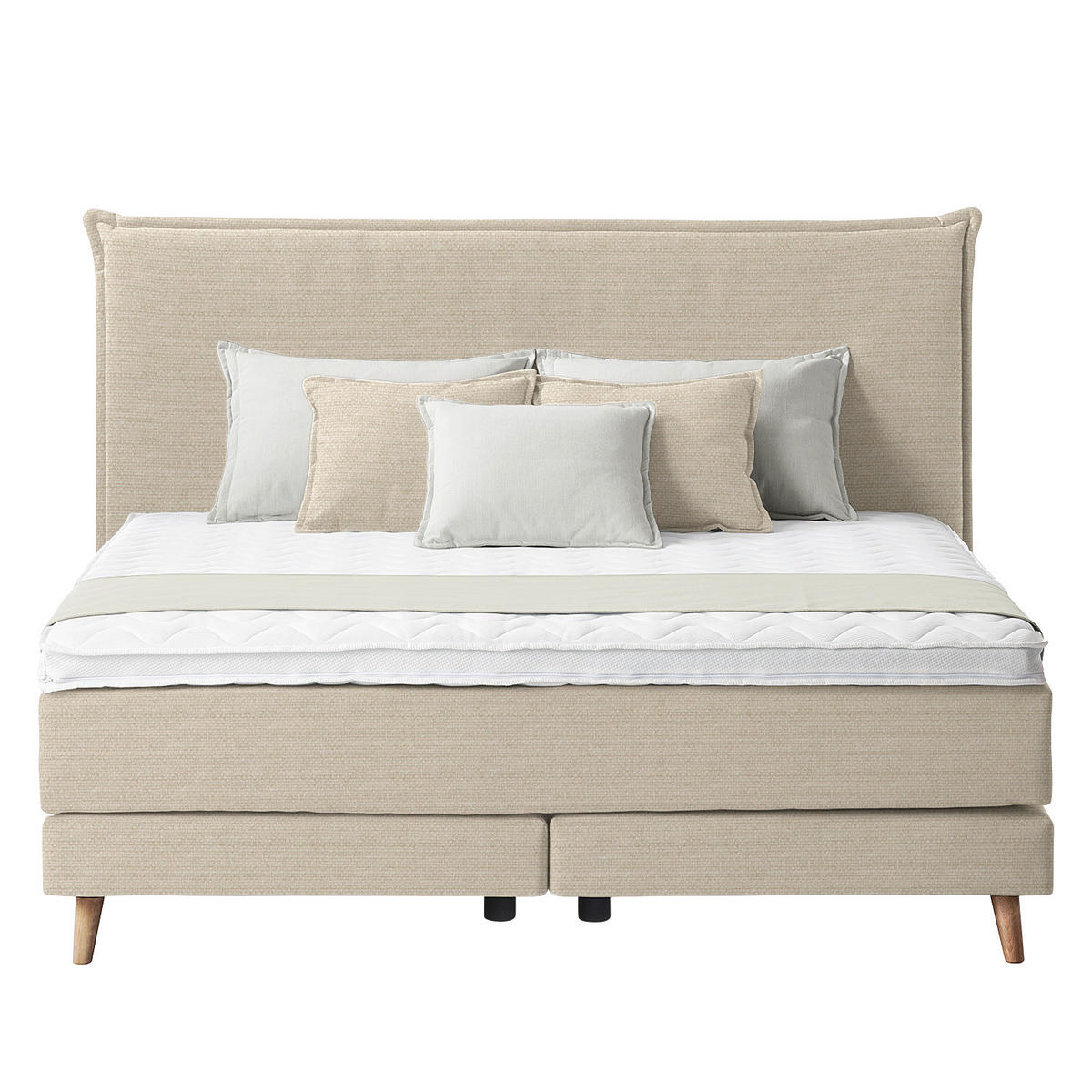 BOXSPRINGBETT 180/200 cm  in Beige  - Eichefarben/Beige, Design, Holzwerkstoff/Textil (180/200cm) - home24