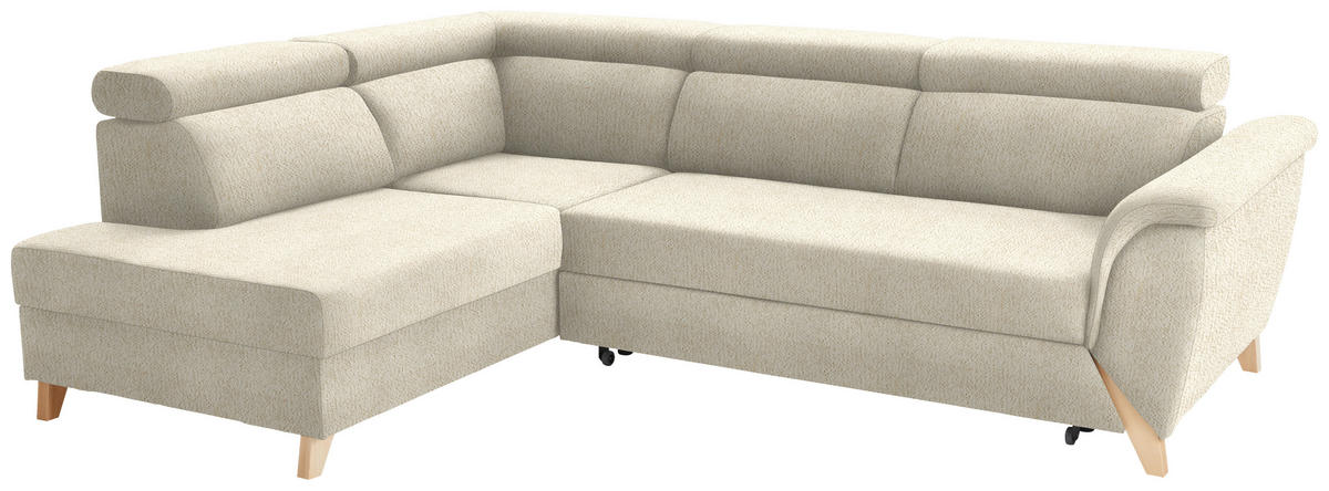 ECKSOFA in Struktur Beige  200/265 cm  - Beige/Naturfarben, KONVENTIONELL, Holz/Textil (200/265cm) - Stylife