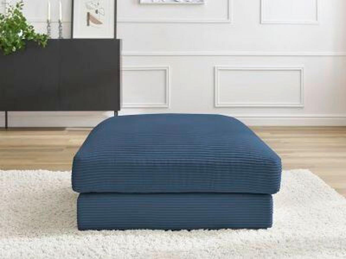 HOCKER LEONARD Cord Dunkelblau  - Schwarz/Dunkelblau, MODERN, Kunststoff/Textil (86/43/86cm)
