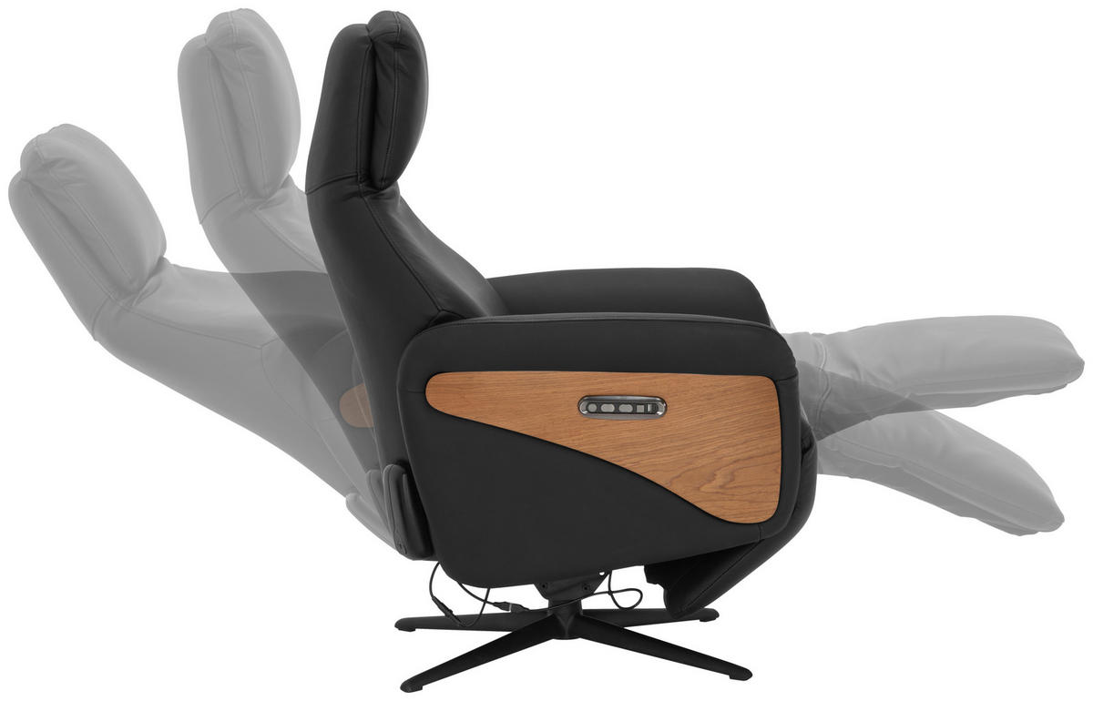 MASSAGESESSEL Echtleder Lederlook Schwarz    - Schwarz/Braun, KONVENTIONELL, Leder/Holzwerkstoff (75/112/85cm) - Livetastic