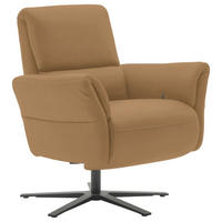 RELAXSESSEL Echtleder Relaxfunktion, Kopfteilverstellung, Nackenkissen    - Schwarz/Honig, Design, Leder/Metall (81/118/82cm) - Schöner Wohnen