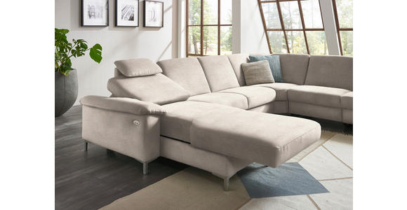 WOHNLANDSCHAFT in Chenille Hellbraun - Hellbraun/Alufarben, Design, Textil/Metall (170/333/265cm) - Dieter Knoll