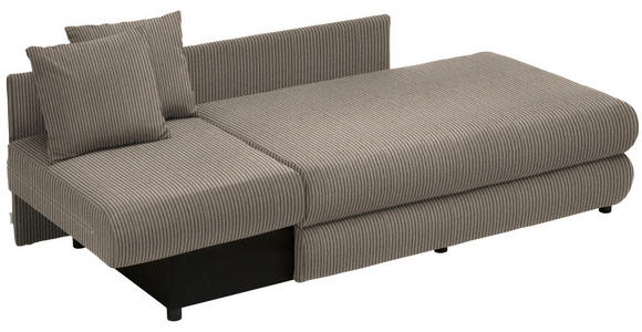 RÉCAMIERE in Cord Taupe - Taupe/Schwarz, Design, Kunststoff/Textil (171/71-88/93cm) - Cantus