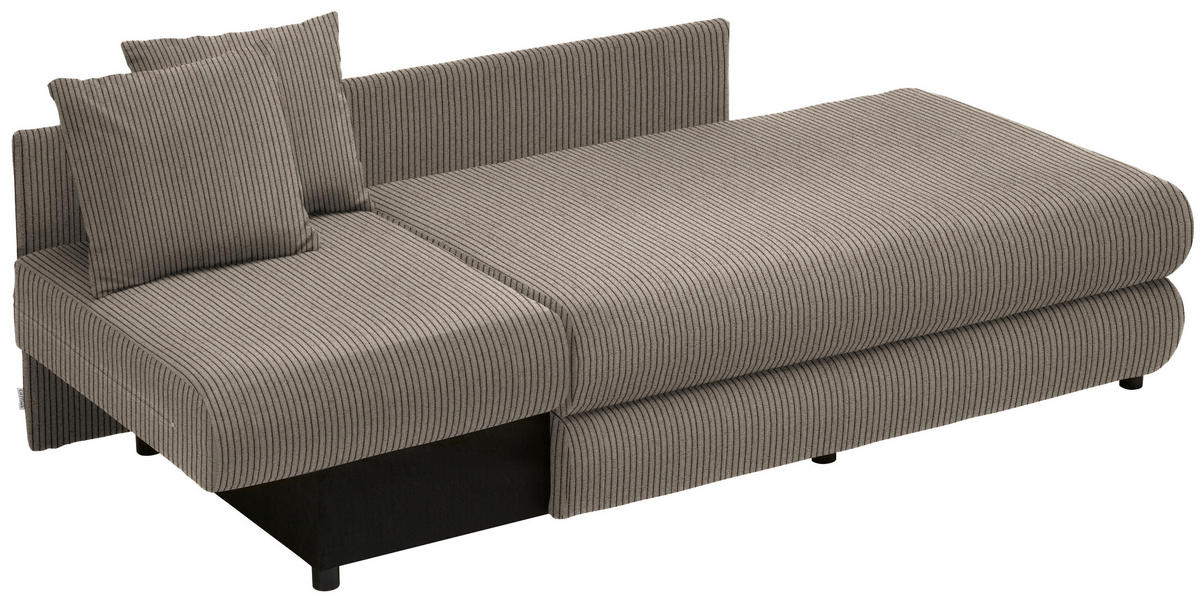 RÉCAMIERE Taupe Cord  - Taupe/Schwarz, Design, Kunststoff/Textil (171/71-88/93cm) - Cantus