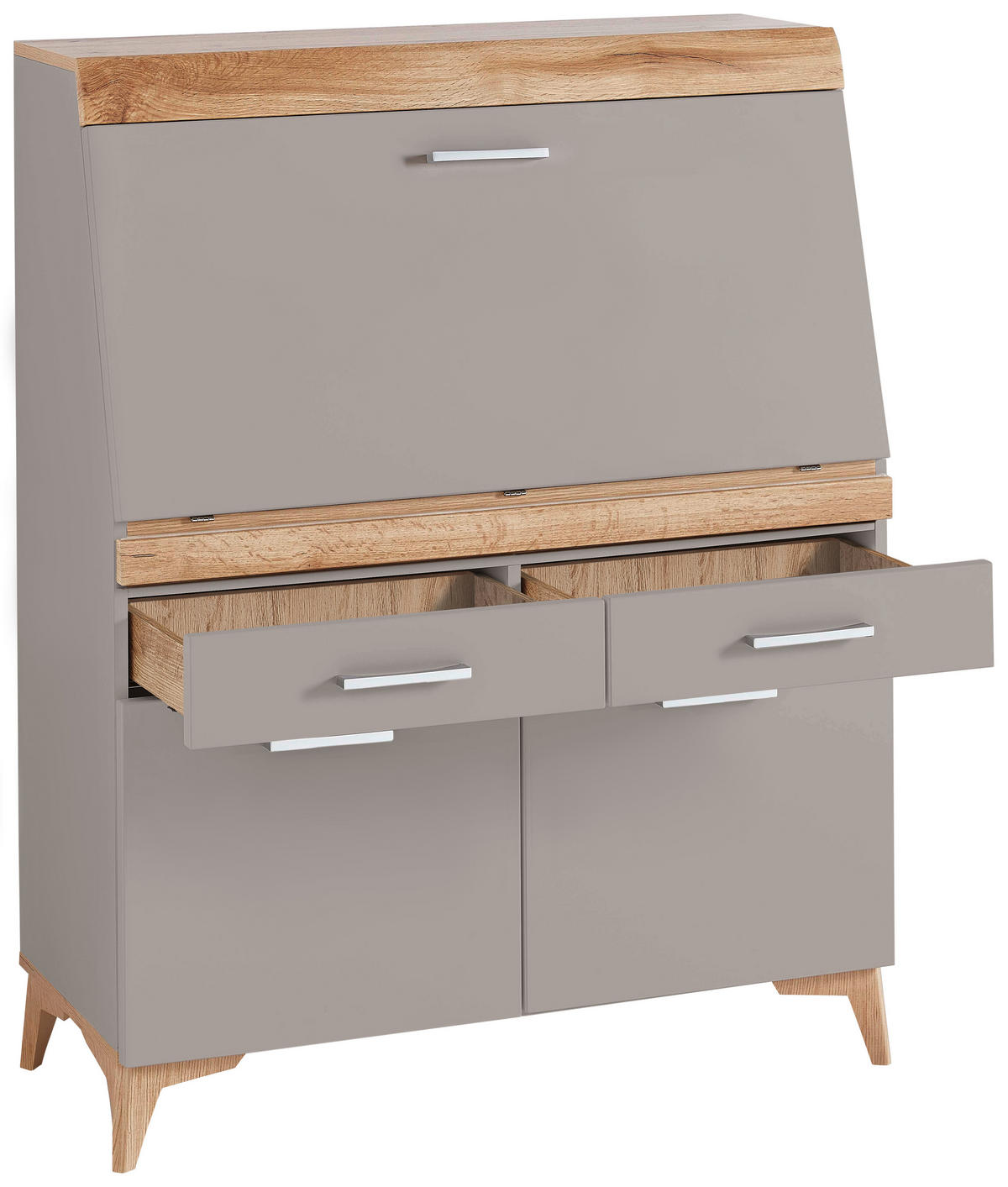 SEKRETÄR  Kabeldurchlass, Stauraum  - Eichefarben/Alufarben, LIFESTYLE, Holzwerkstoff/Kunststoff (98/124/39,6cm) - Carryhome