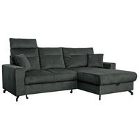 ECKSOFA in Velours Grau  - Schwarz/Grau, Design, Kunststoff/Textil (232/156cm) - Livetastic