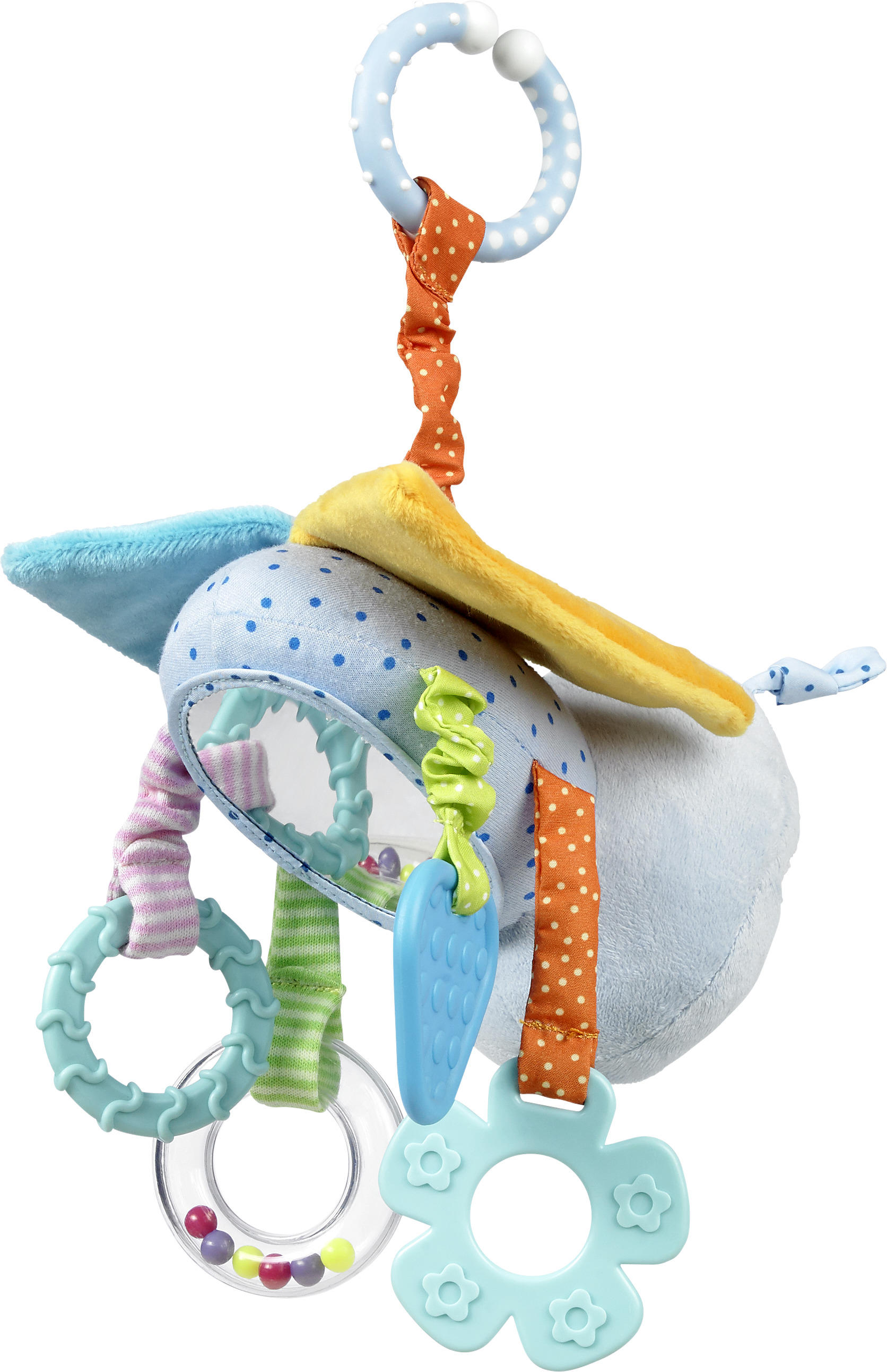 ZÁVĚSNÁ HRAČKA - vícebarevná, Basics, textil/plast (15cm) - My Baby Lou