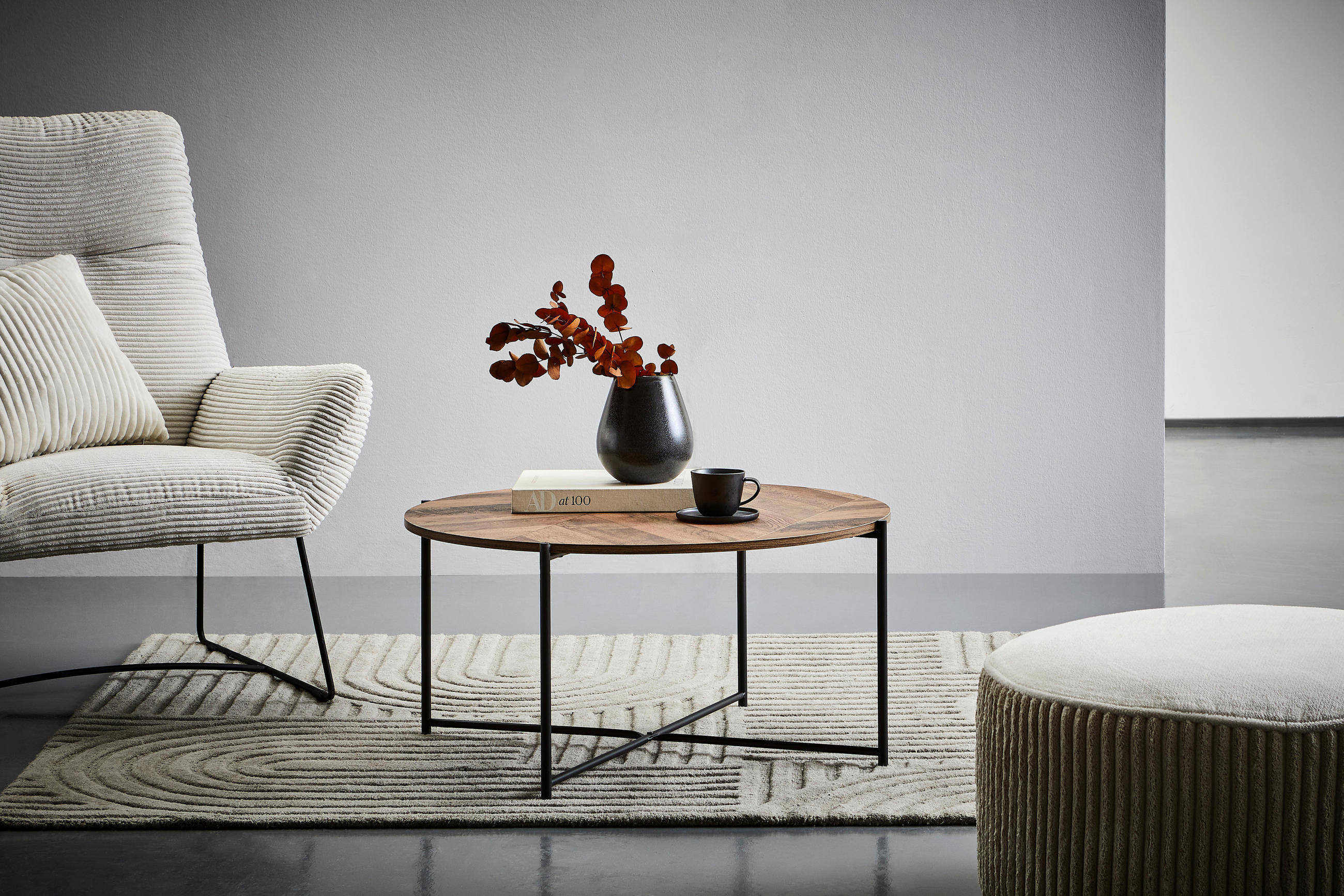 COUCHTISCH in Metall, Holzwerkstoff 83/83/40 cm  - Schwarz/Naturfarben, Design, Holzwerkstoff/Metall (83/83/40cm) - MID.YOU