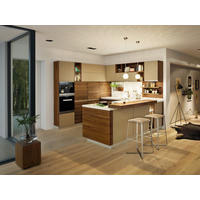 EINBAUKÜCHE LINEE  - Schlammfarben/Nussbaumfarben, Design, Glas/Holz - TEAM 7