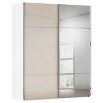 SCHWEBETÜRENSCHRANK 201/223/68 cm 2-türig Weiß, Champagner  - Chromfarben/Champagner, KONVENTIONELL, Glas/Holzwerkstoff (201/223/68cm) - Novel