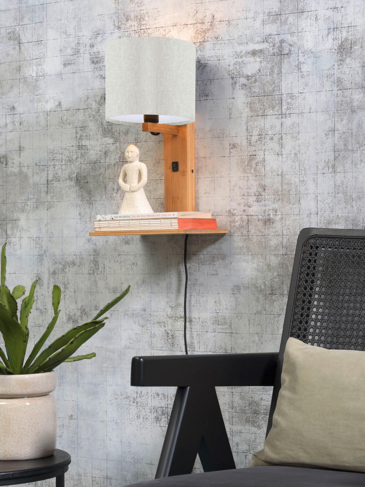 WANDLEUCHTE GOOD&MOJO  19/24/36 cm   - Naturfarben, Trend, Holz/Textil (19/24/36cm) - Good & Mojo