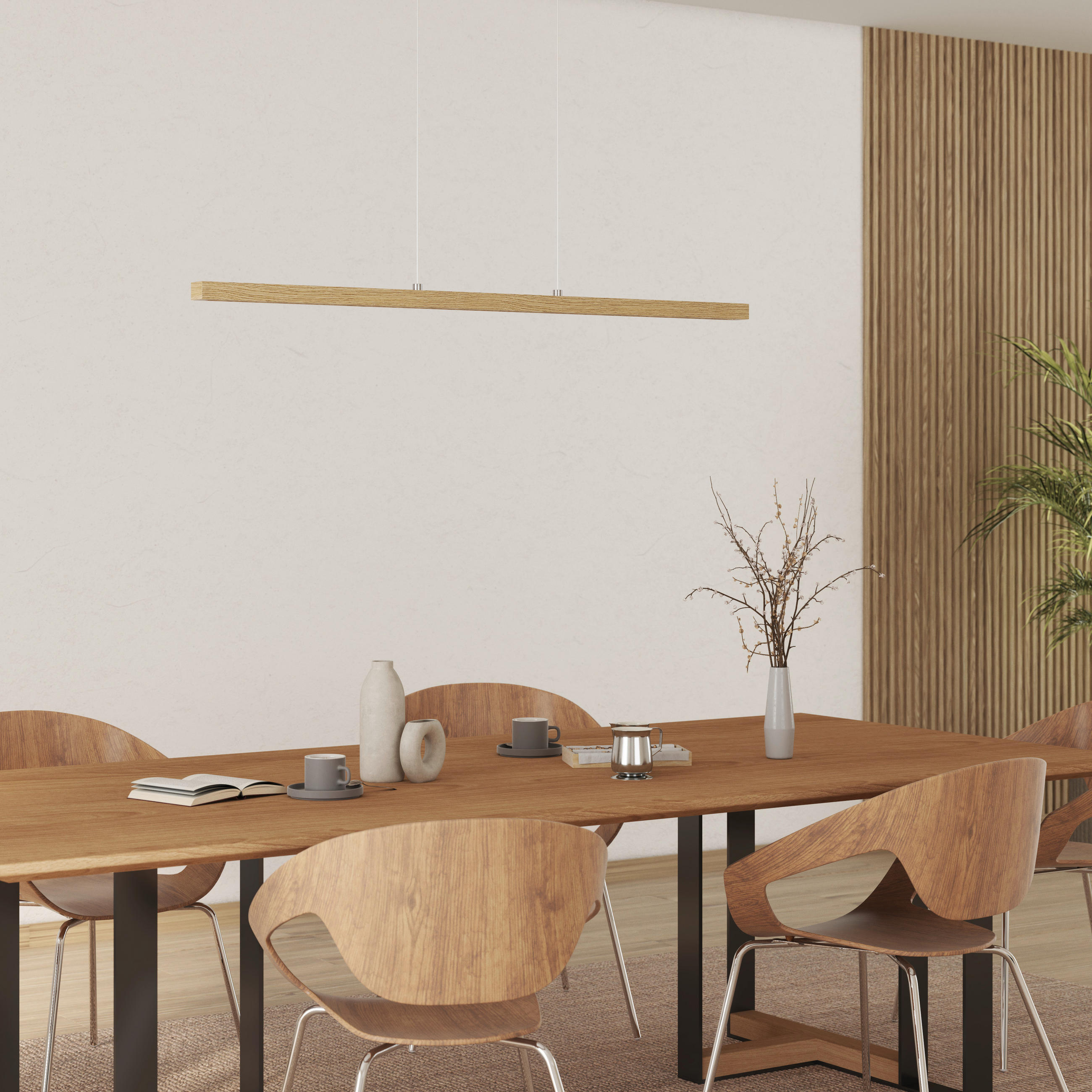 LED-HÄNGELEUCHTE   114 cm  - Eichefarben, Lifestyle, Holz/Kunststoff (114cm) - Novel