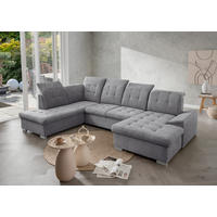 WOHNLANDSCHAFT Dunkelgrau Chenille  - Chromfarben/Dunkelgrau, MODERN, Kunststoff/Textil (212/330/169cm) - Livetastic