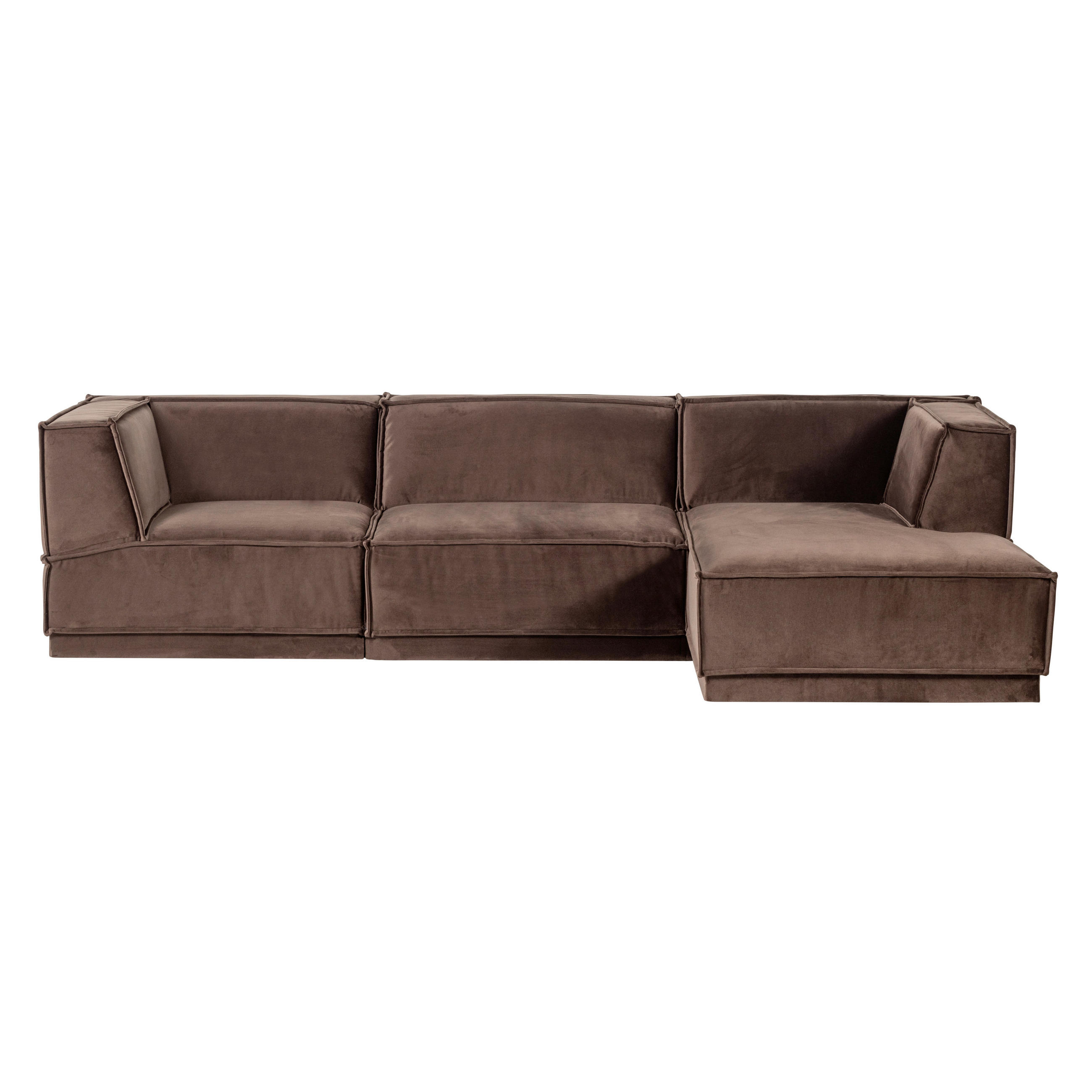ECKSOFA Manu Braun Samt  - Schwarz/Braun, MODERN, Kunststoff/Textil (286/160cm) - Livetastic