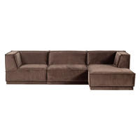ECKSOFA Manu Braun Samt  - Schwarz/Braun, MODERN, Kunststoff/Textil (286/160cm) - Livetastic