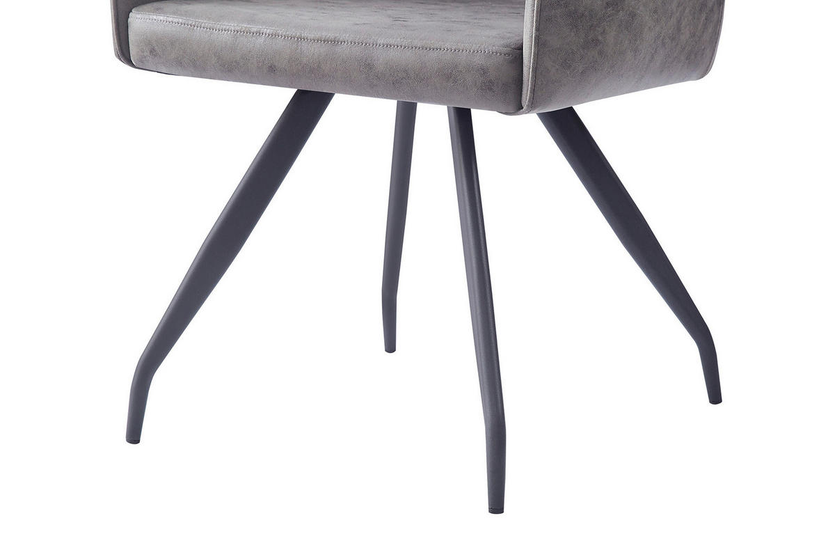 ŽIDLE S PODRUČKAMI, vzhled kůže, tmavě šedá - šedá/tmavě šedá, Moderní, kov/textil (60/86,5/63,5cm) - MID.YOU
