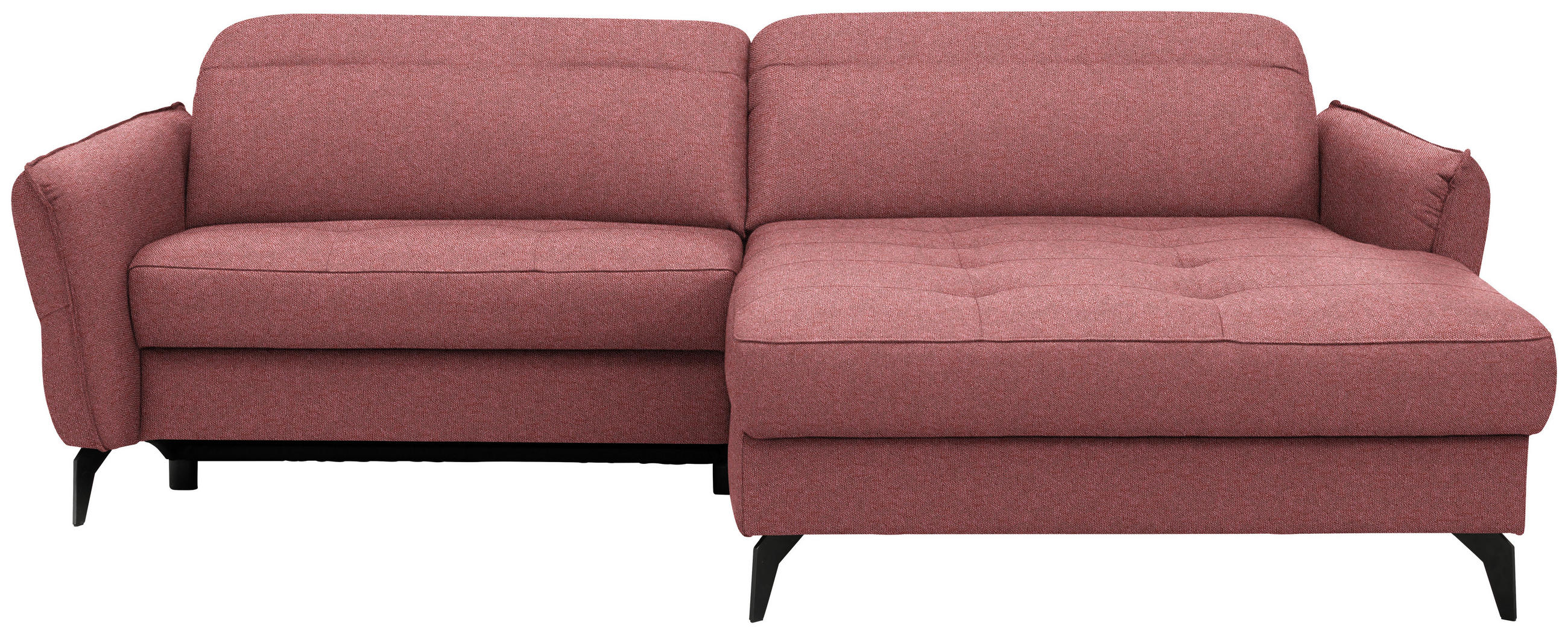 ECKSOFA MANTA in Flachgewebe Koralle  246/175 cm  - Koralle/Schwarz, Design, Textil/Metall (246/175cm) - Celina
