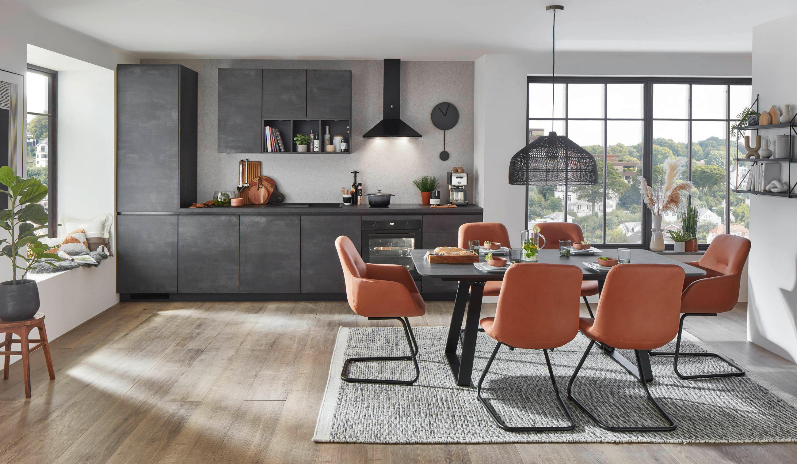 ESSTISCH in Metall, Holzwerkstoff 200/95/76 cm   - Schwarz, Basics, Holzwerkstoff/Metall (200/95/76cm) - Celina Home