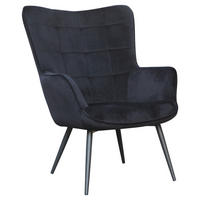 OHRENSESSEL in Samt Schwarz  - Schwarz, MODERN, Holzwerkstoff/Textil (72/97/80cm) - MID.YOU