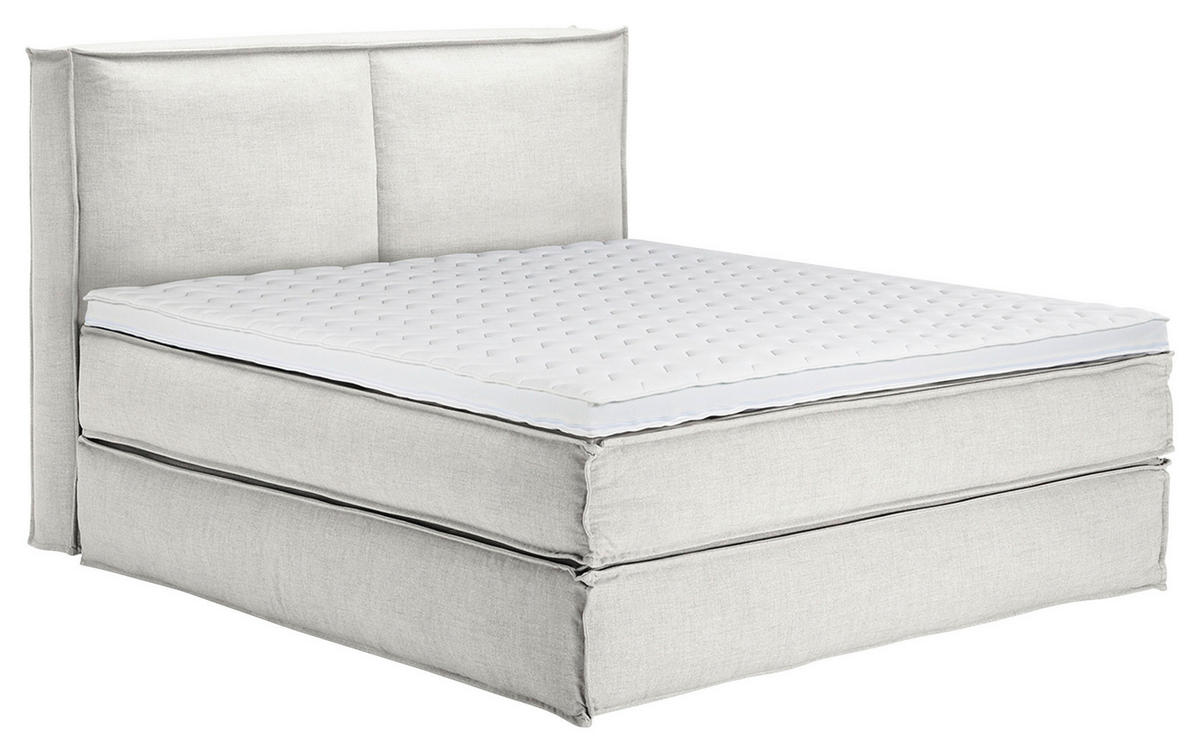 BOXSPRINGBETT 180/220 cm  in Creme  - Creme/Schwarz, Design, Kunststoff/Textil (180/220cm) - home24