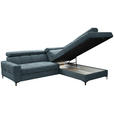 ECKSOFA in Struktur Blau  - Blau/Schwarz, MODERN, Textil/Metall (254/212cm) - Carryhome