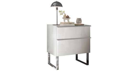 NACHTKÄSTCHEN 60/65,8/43 cm  in Weiß  - Chromfarben/Weiß, Basics, Glas/Holzwerkstoff (60/65,8/43cm) - Dieter Knoll