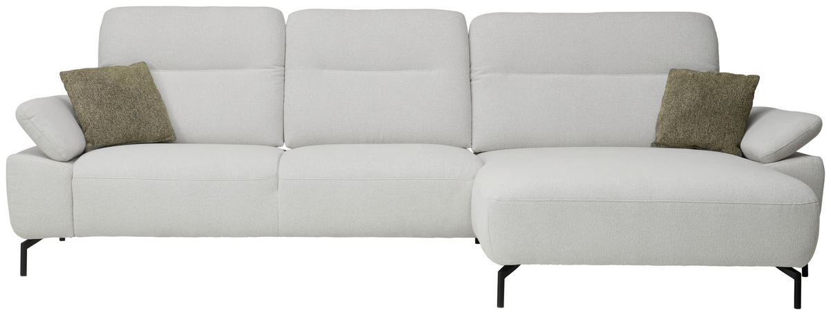 ECKSOFA in Chenille, Flachgewebe Grauweiss  - Schwarz/Grauweiss, Design, Textil/Metall (318/165cm) - Xora