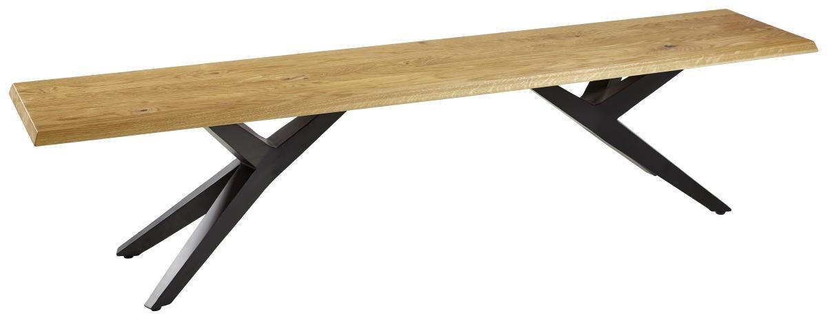 SITZBANK 180/46/40 cm Schwarz, Eichefarben Eiche massiv Metall  - Eichefarben/Schwarz, Design, Holz/Metall (180/46/40cm) - Musterring