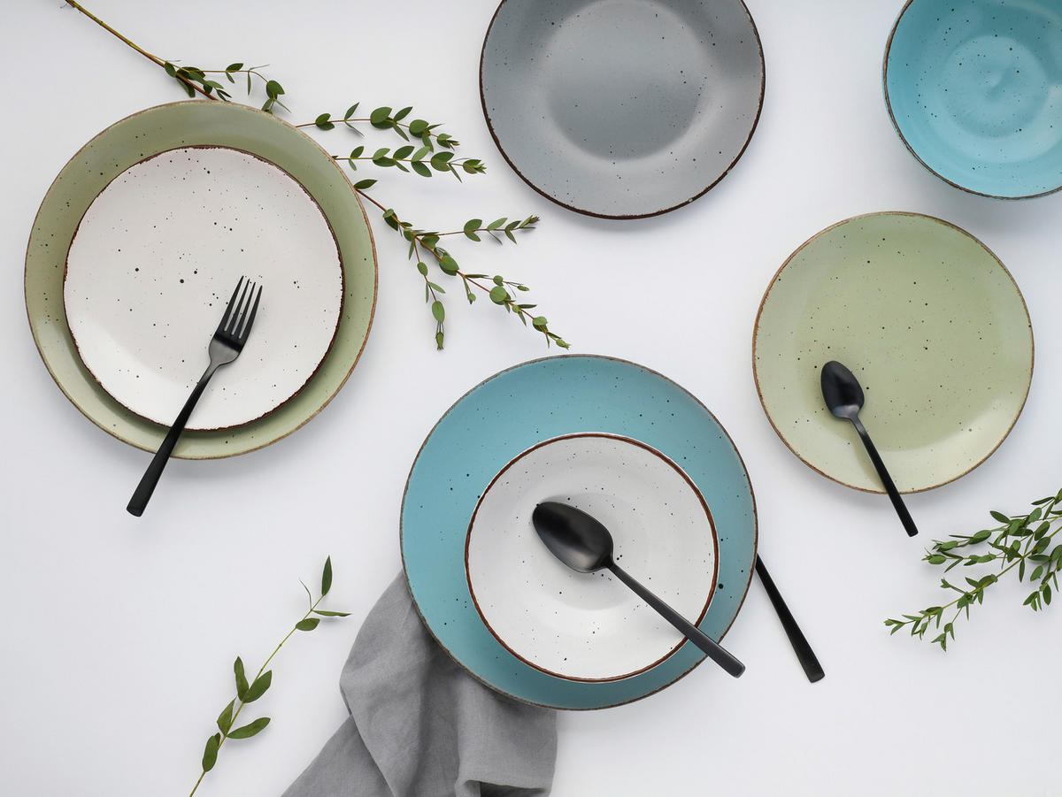 SERVIS Fashion 12 delar  - ljusgrå/pastellgrön, Basics, keramik - Creatable