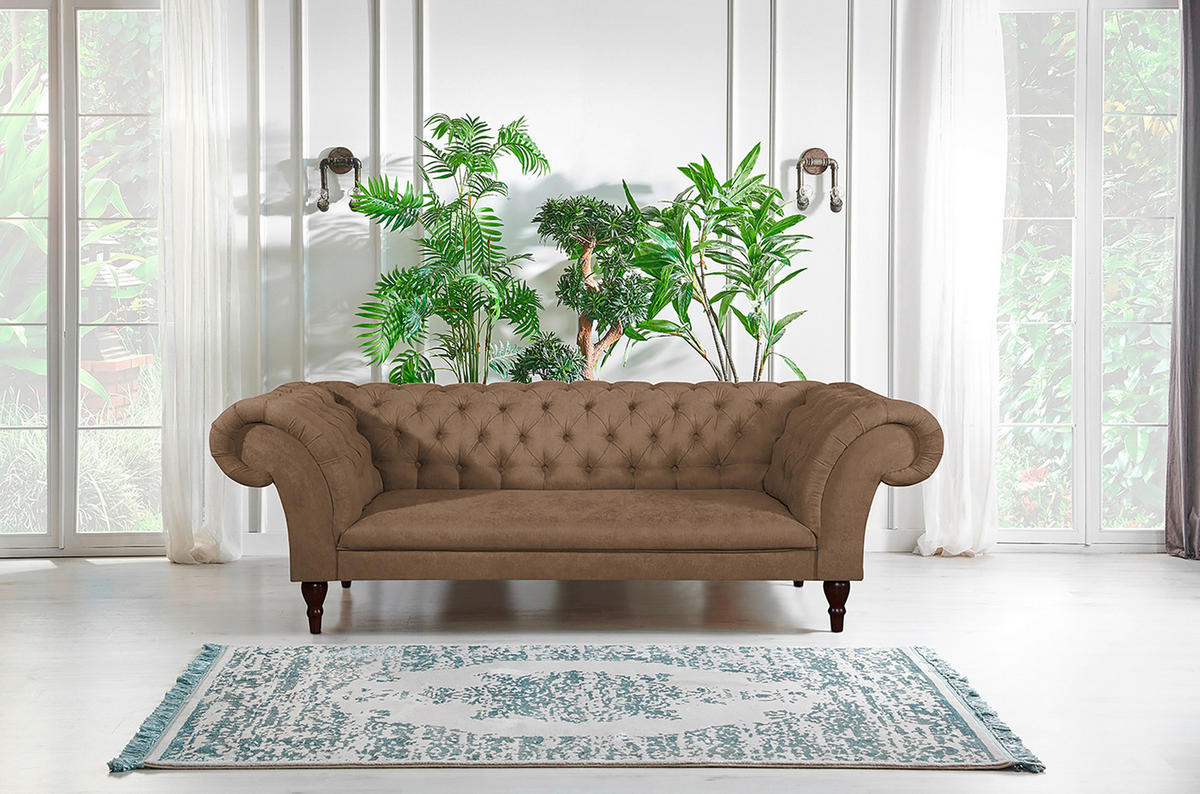 3-SITZER-SOFA Mikrofaser Cappuccino  - Braun/Cappuccino, Design, Holz/Textil (232/79/97cm) - Livetastic