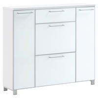 SCHUHSCHRANK Weiß  - Chromfarben/Alufarben, Design, Glas/Holzwerkstoff (121/108/31cm)