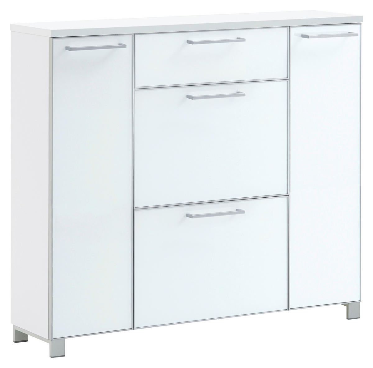 SCHUHSCHRANK Weiß  - Chromfarben/Alufarben, Design, Glas/Holzwerkstoff (121/108/31cm)