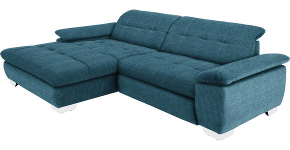 ECKSOFA in Mikrofaser Blau  - Chromfarben/Blau, Design, Textil/Metall (180/265cm) - Carryhome