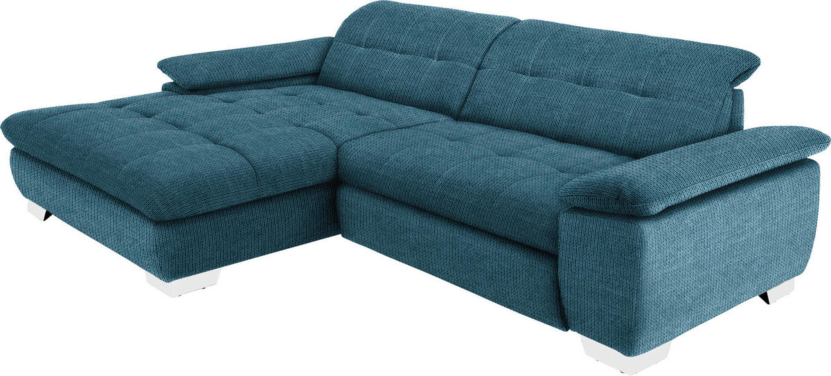 ECKSOFA in Mikrofaser Blau  - Chromfarben/Blau, Design, Textil/Metall (180/265cm) - Carryhome