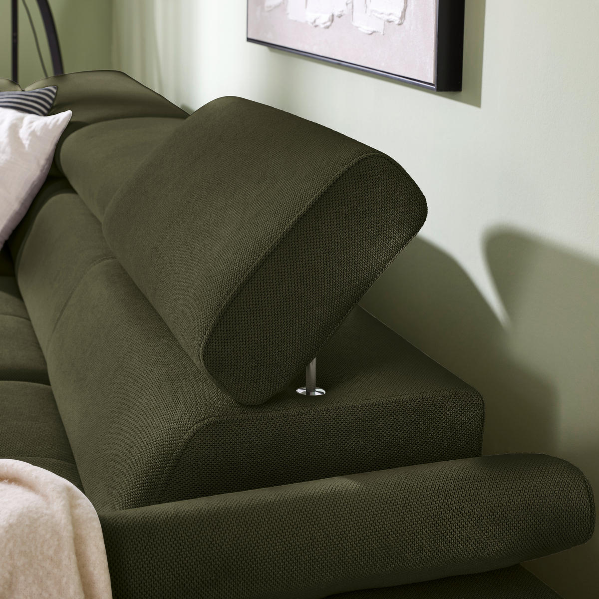 ECKSOFA inkl. Funktion COMBO Dunkelgrün Flachgewebe  - Dunkelgrün/Schwarz, Design, Textil/Metall (206/266cm) - Stylife