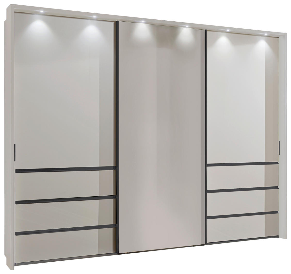 SKŘÍŇ S POSOUVACÍMI DVEŘMI, šampaňská, 300/236/67 cm - barvy břidlice/šampaňská, Konvenční, kov/kompozitní dřevo (300/236/67cm) - Novel