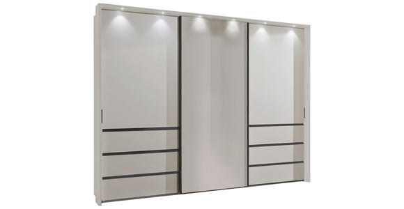 SCHWEBETÜRENSCHRANK  in Champagner  - Schieferfarben/Champagner, KONVENTIONELL, Glas/Holzwerkstoff (300/236/67cm) - Novel